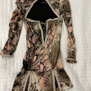 Vie Sauvage Long Sleeve Snake Print Dress